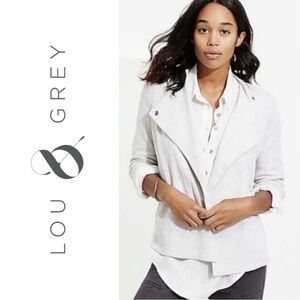 LOFT 🩶 Lou & Grey Women's Cream Moto Knit Blazer